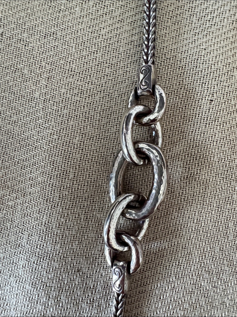 Brighton Silver Linked long necklace. Short necklace and Earrings 3 piece-Set - Picture 6 of 9